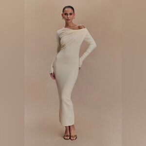 Elegant Cream Off-Shoulder Dress